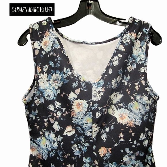 Carmen Marc Valvo NEW GISELLE NIGHT Roses Low Back Pencil Dress S - Picture 9 of 11